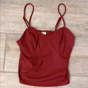 SELF-E Red/burgundy Ribbed Camisole Top